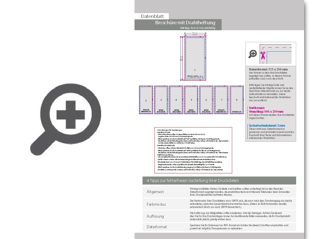 Product Bild brosch__re_mit_drahtheftung__endformat_din_lang_(105_x_210_mm)__88-seitig
