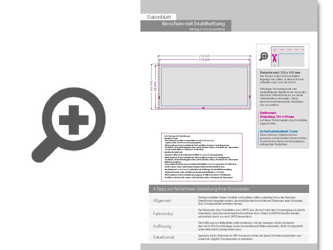 Product Bild brosch__re_mit_drahtheftung__endformat_din_lang_quer_(210_x_99_mm)__24-seitig